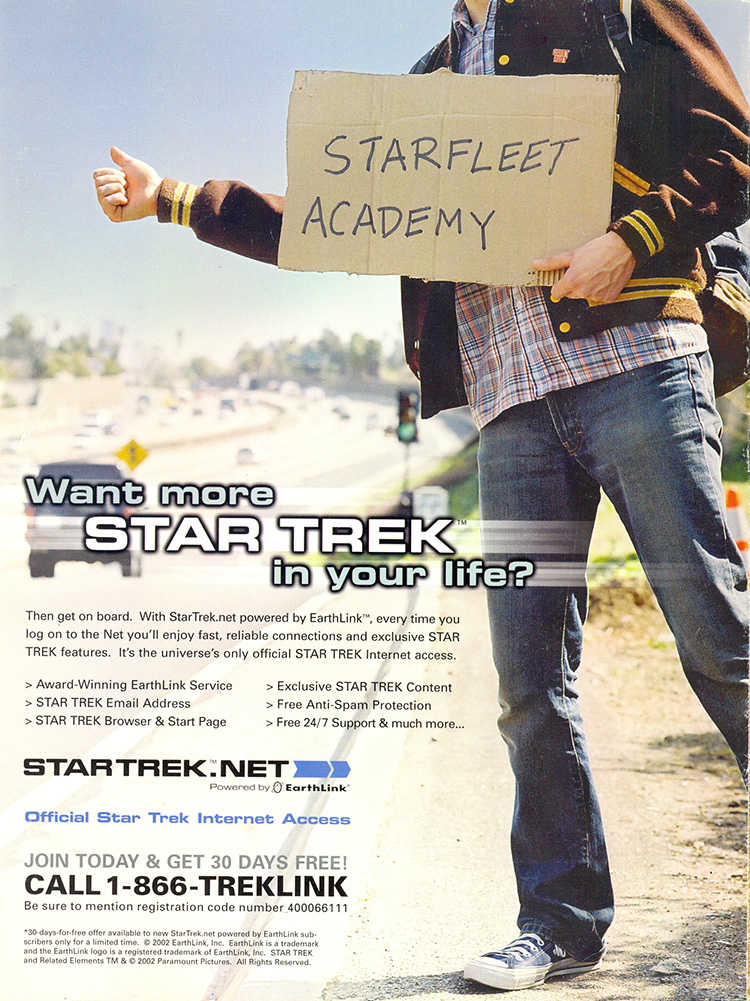 Adolescent male standing on the side of the freeway hitchhiking to the Star Trek Star Fleet Academy
